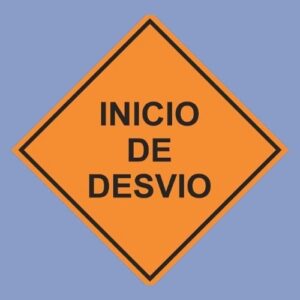 Cartel de señalización de vial inicio de desvío circular - hps seguridad