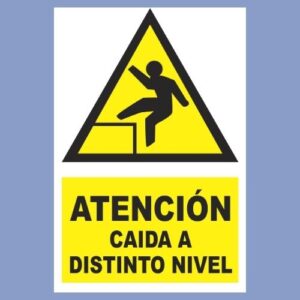 Cartel de obra - atención caída a distinto nivel - hps seguridad
