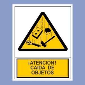Cartel de obra - atencion caída de objetos - hps seguridad