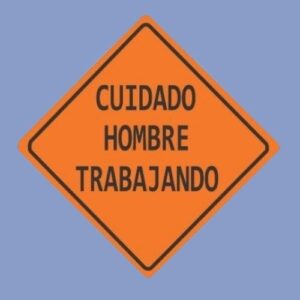 Cartel de señalización de vial cuidado hombres trabajando - hps seguridad