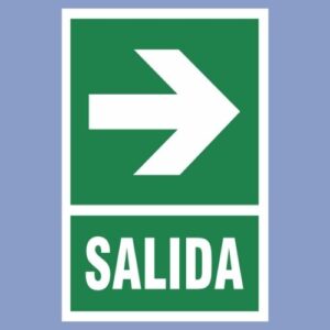 Cartel de obra - salida flecha derecha - hps seguridad