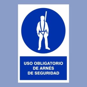 Cartel de obra - uso obligatorio de arnés - hps seguridad