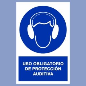 Cartel de obra - uso obligatorio de lentes de protección - hps seguridad