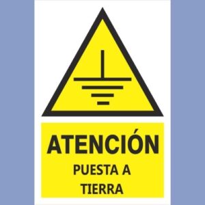 Señalética de indeci - atención puesta a tierra - hps seguridad