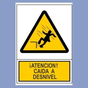 Cartel de obra - atención caída a desnivel - hps seguridad