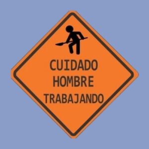 Cartel de señalización de vial cuidado hombres trabajando pictograma - hps seguridad