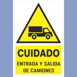 Señalética de indeci - Cuidado Entrada y Salida de Camiones - hps seguridad