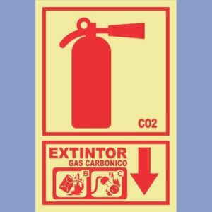 Señalética de indeci - extintor co2 - hps seguridad