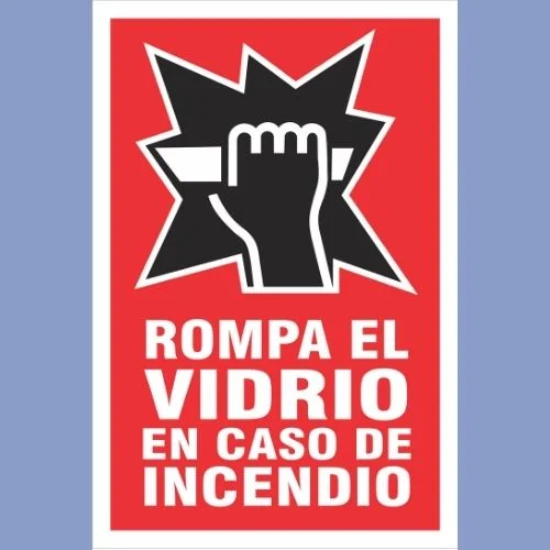 Señalética de indeci - rompa el vidrio - hps seguridad